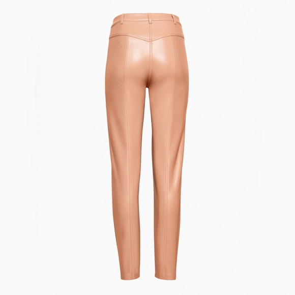 Aritzia Wilfred Rebel Pant High-waisted‎ Vegan Leather pants salmon pink - Picture 2 of 12